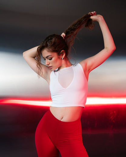 Red High Waist Stretch Pants