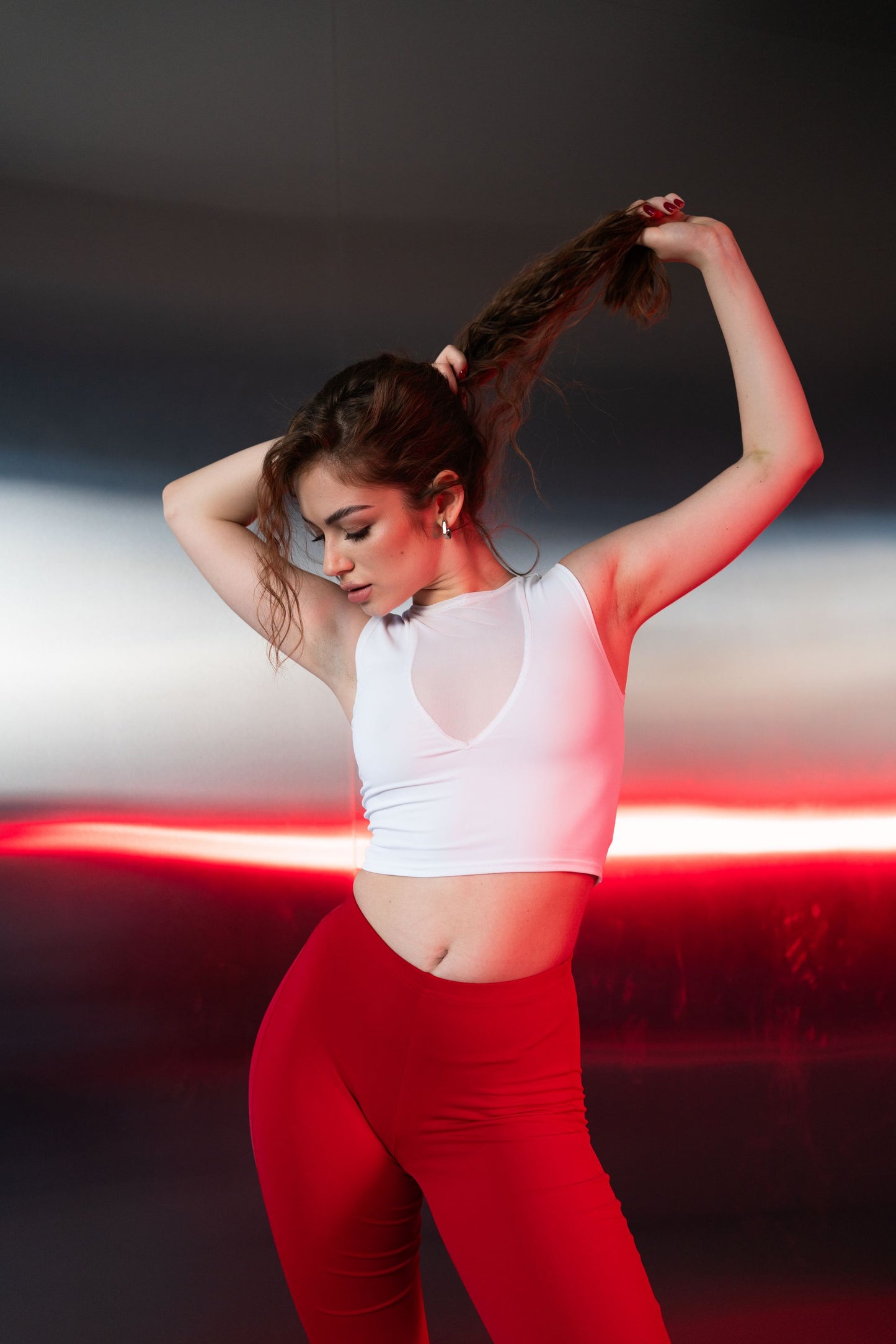 White Top with Sheer Neckline