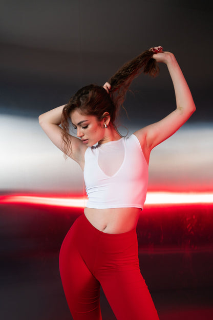 White Top with Sheer Neckline