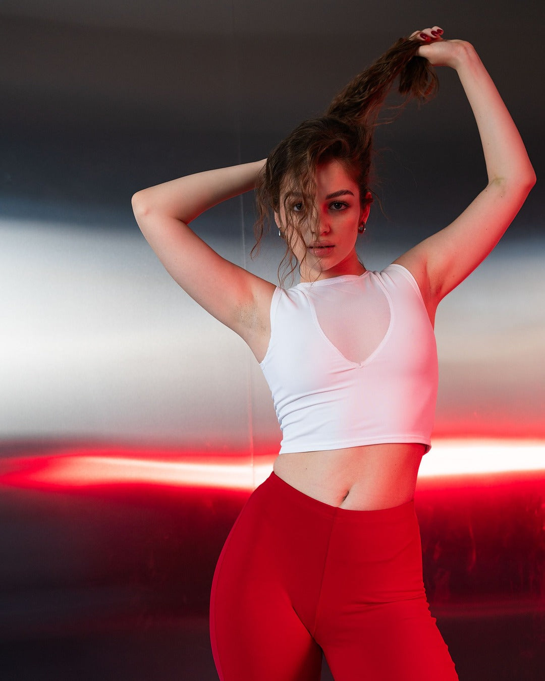 Red High Waist Stretch Pants