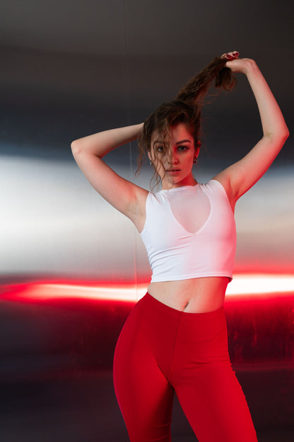 White Top with Sheer Neckline