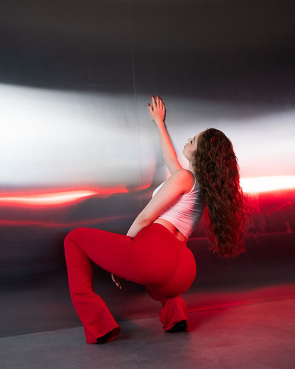 Red High Waist Stretch Pants