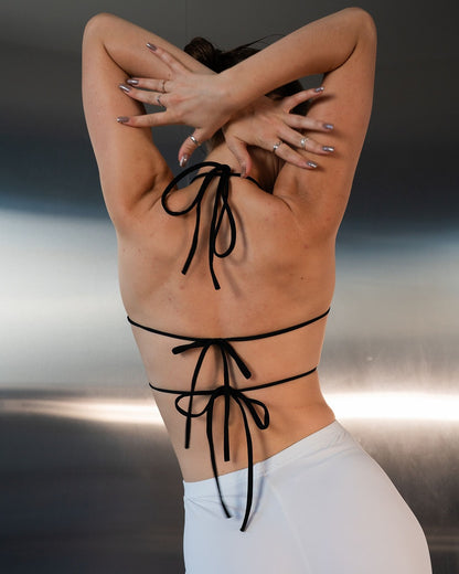 Black Matte Faux Leather Crop Top