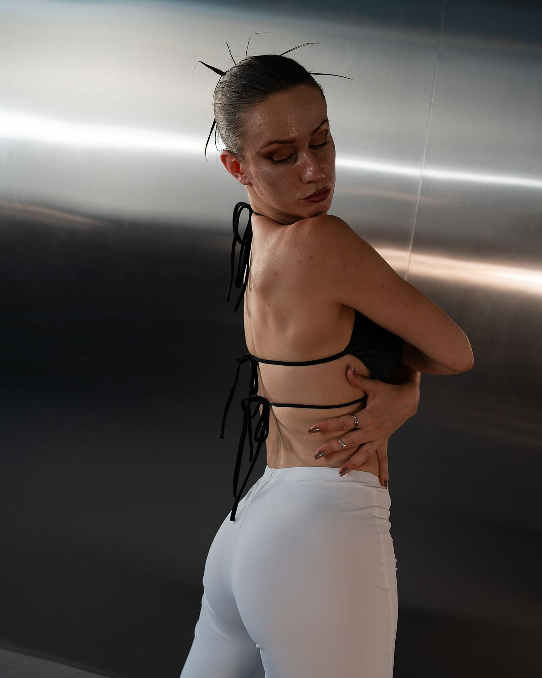 Black Matte Faux Leather Crop Top