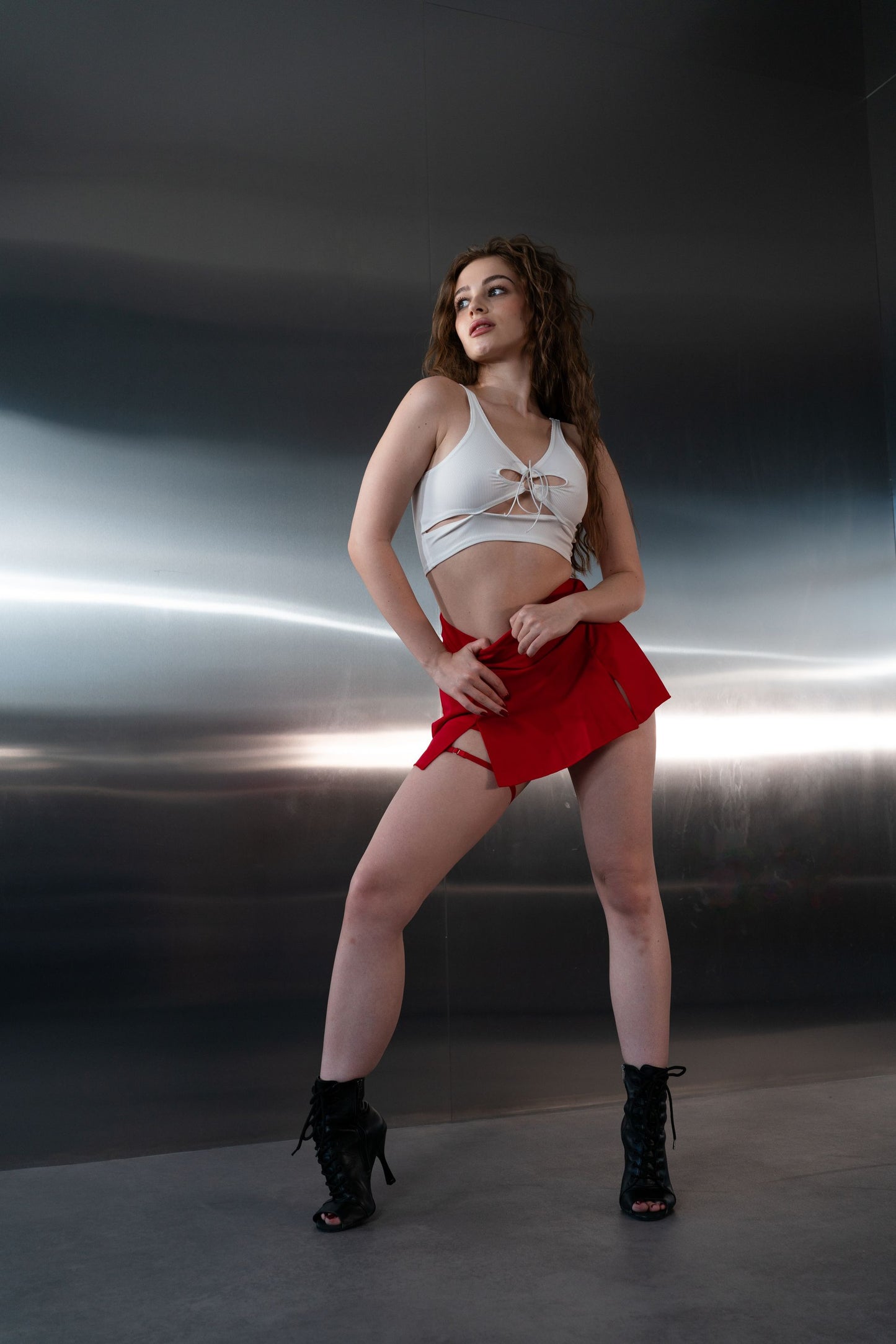 Red Mini Skort with Matching Stitching