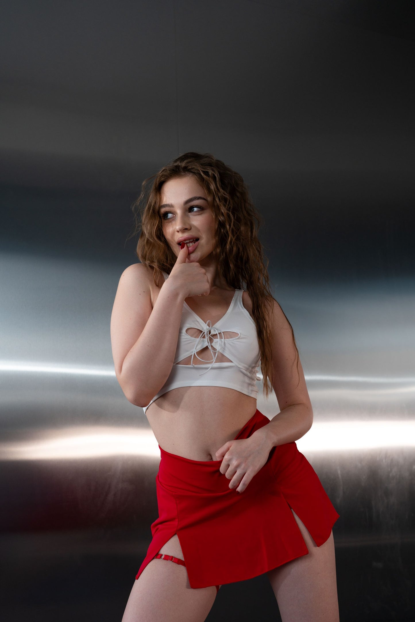 Red Mini Skort with Matching Stitching