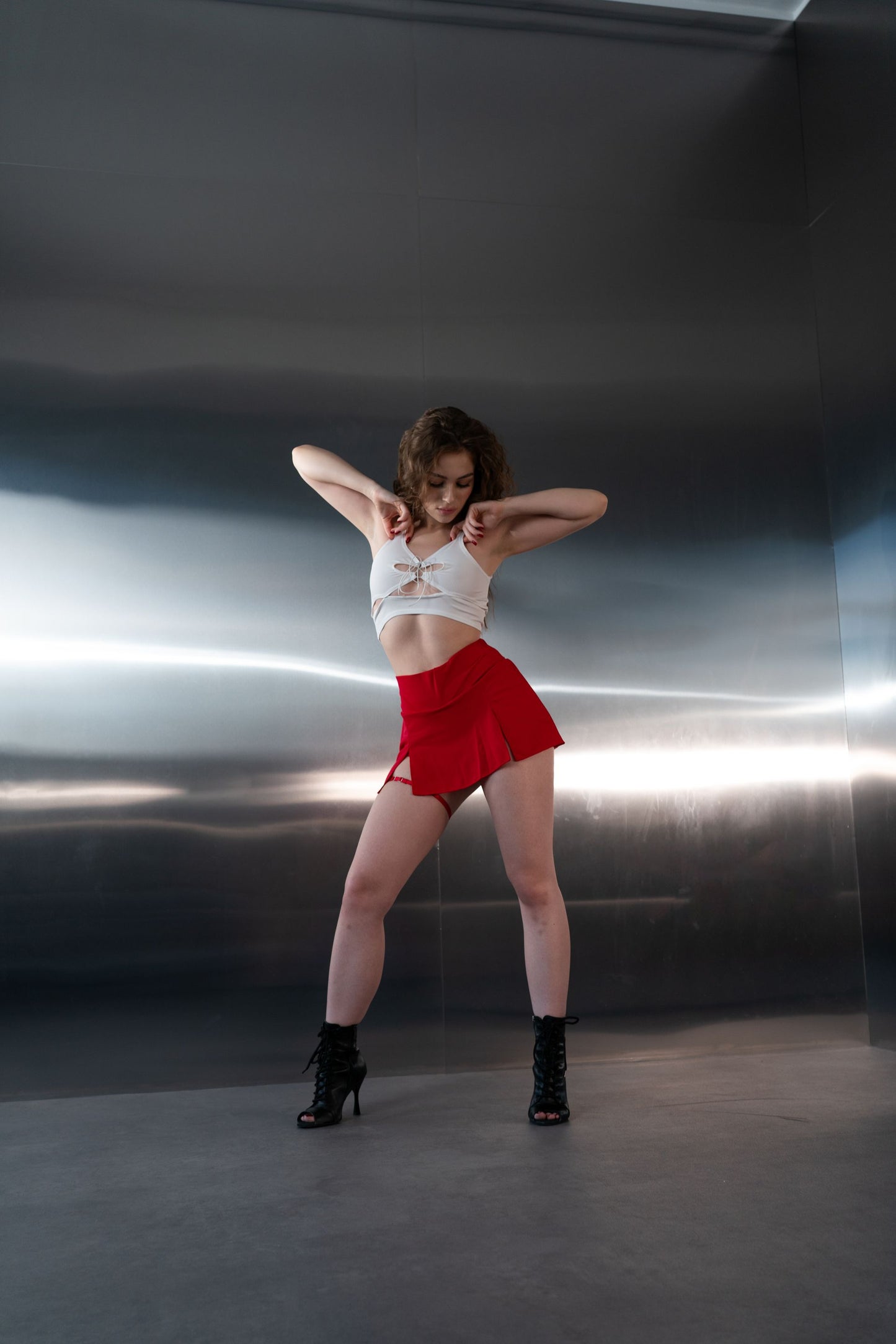 Red Mini Skort with Matching Stitching