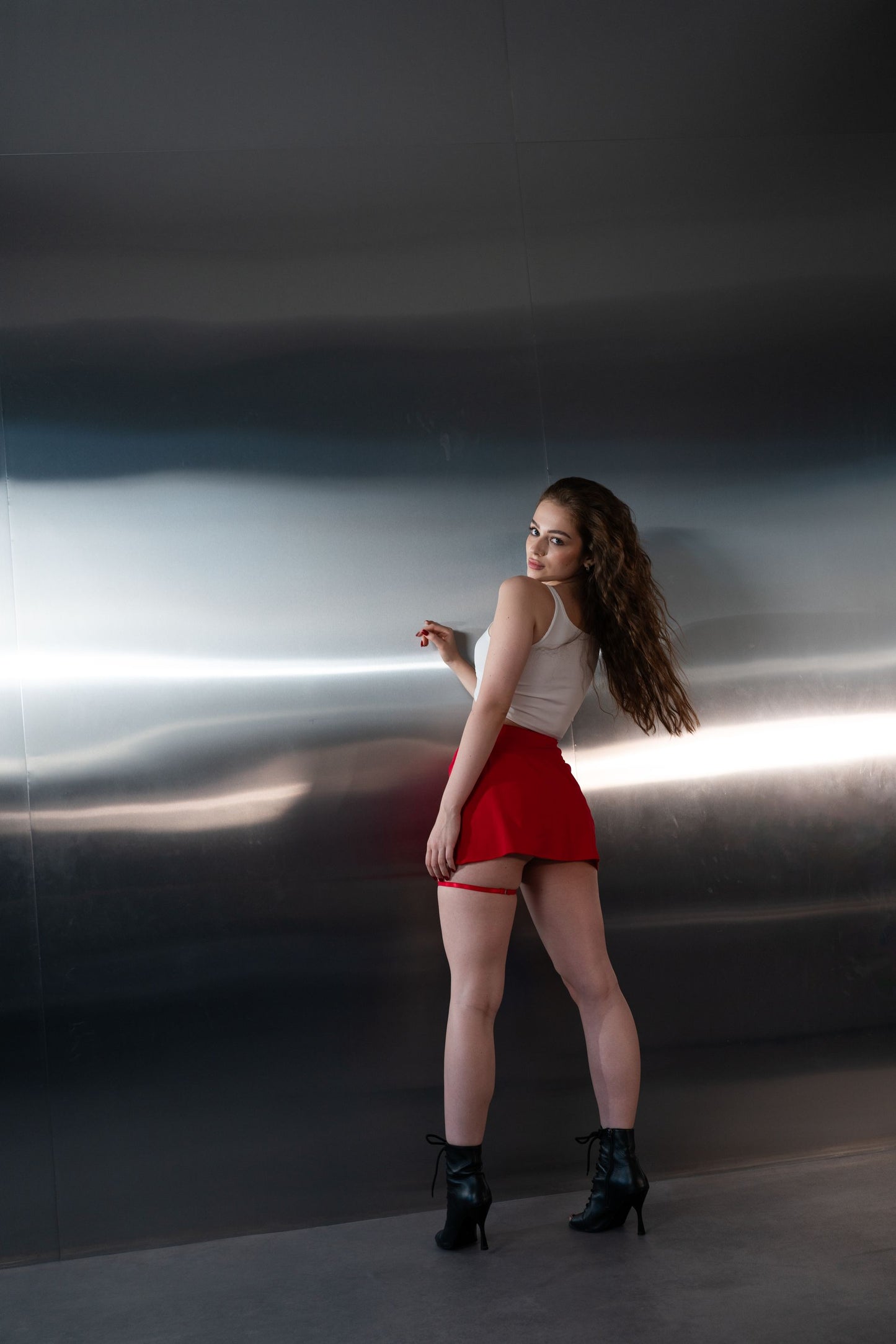 Red Mini Skort with Matching Stitching