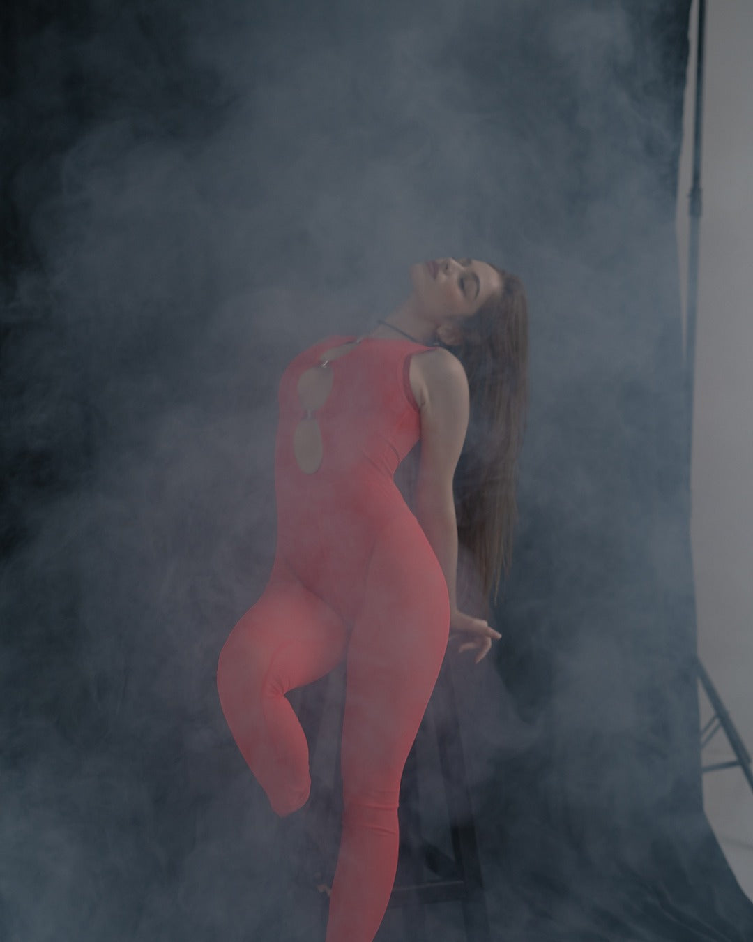 Red Sheer Mesh Jumpsuit