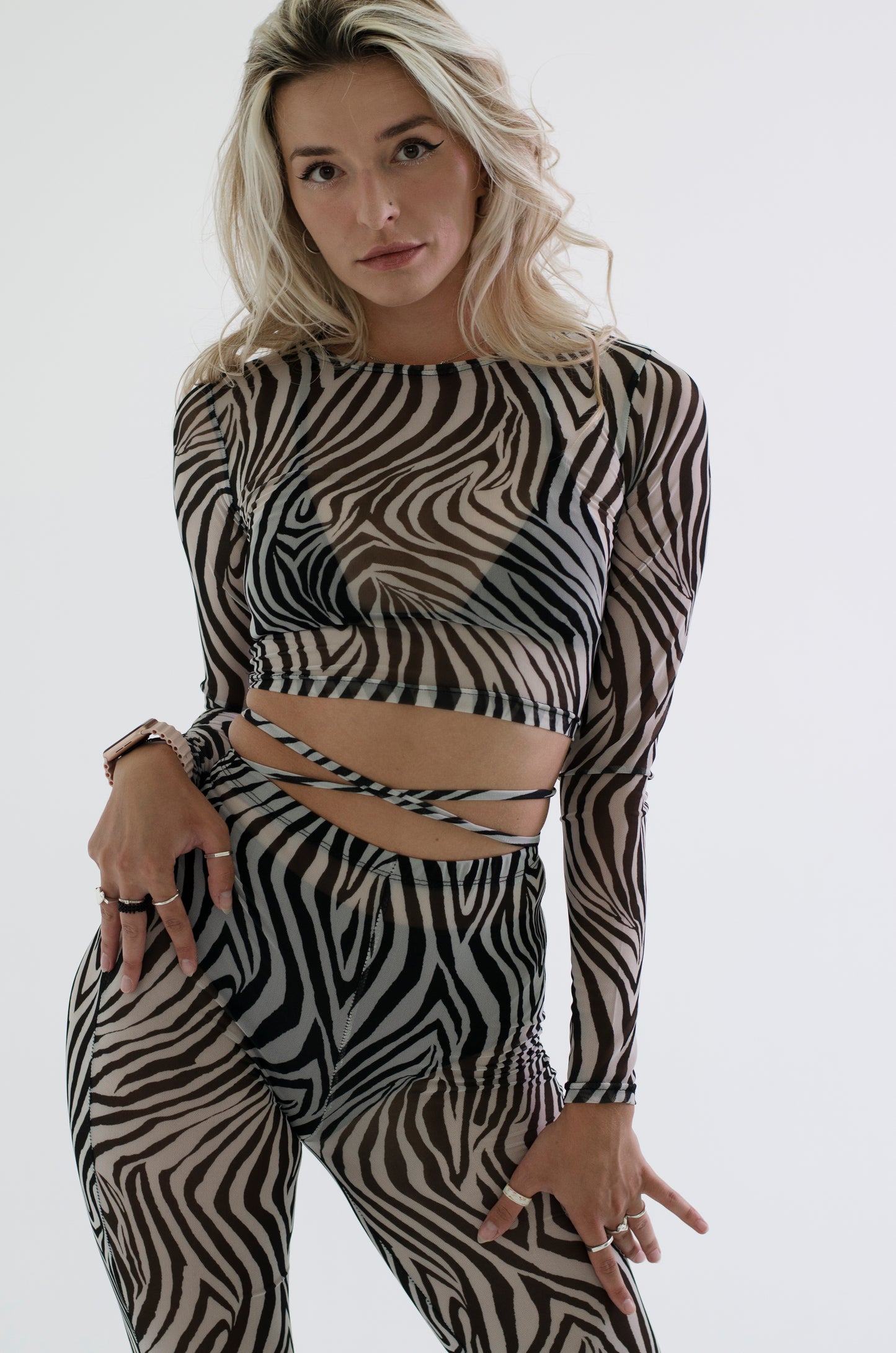 Zebra Mesh Flared Dance Pants