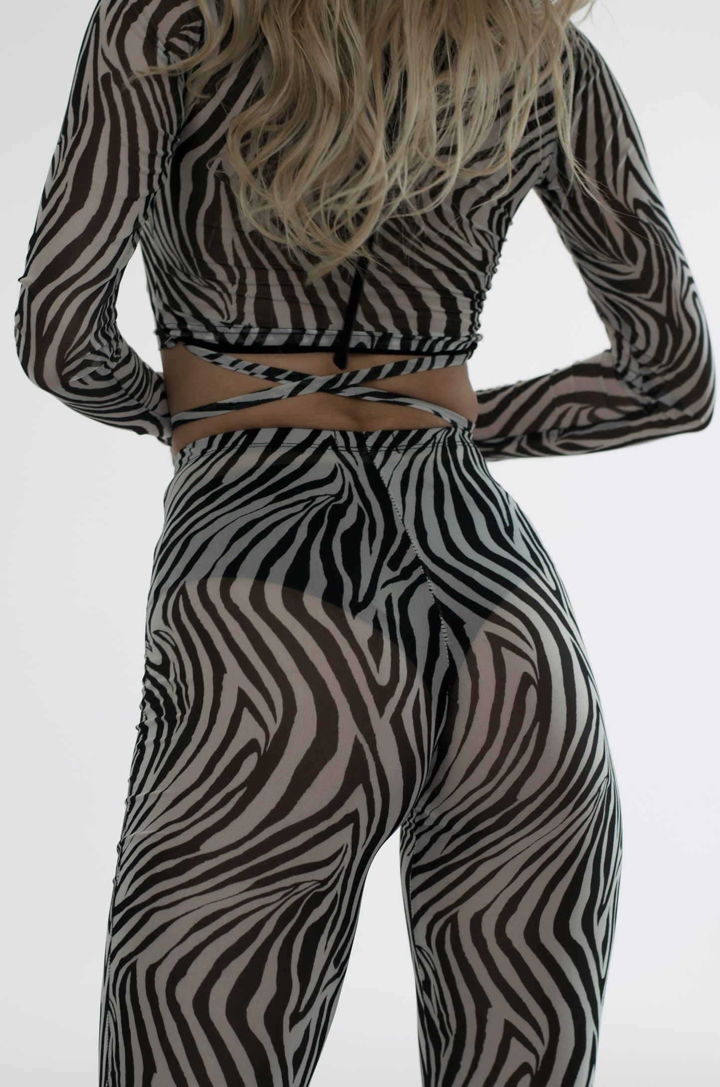 Zebra Mesh Flared Dance Pants