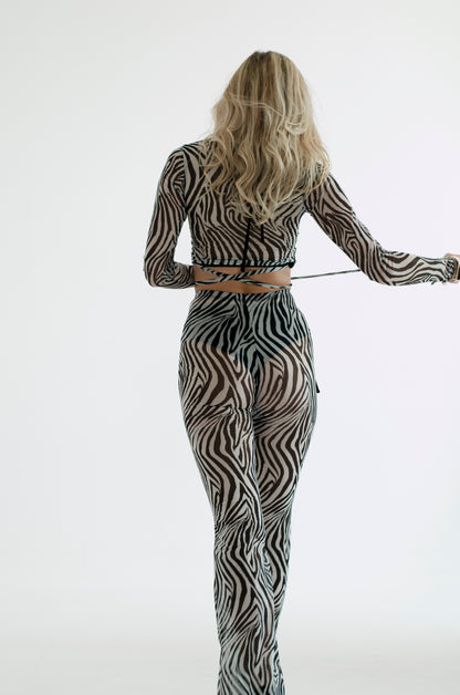 Zebra Mesh Flared Dance Pants