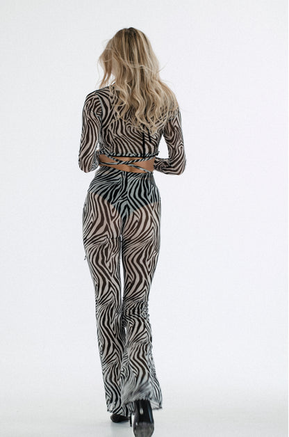 Zebra Mesh Flared Dance Pants