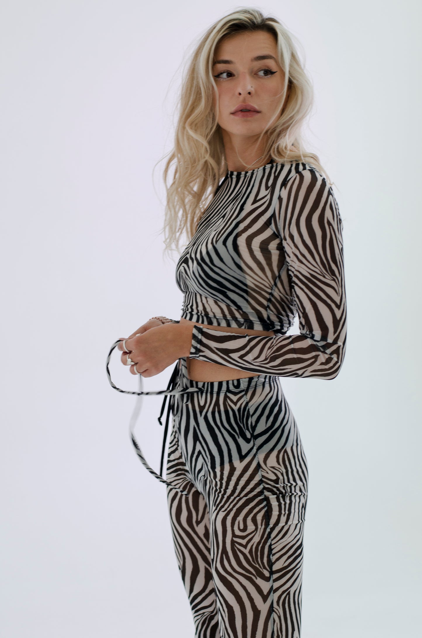 Zebra Mesh Flared Dance Pants