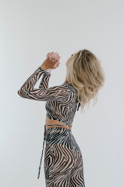 Zebra Mesh Flared Dance Pants