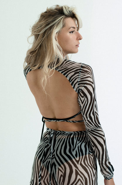 Zebra Mesh Dance Top