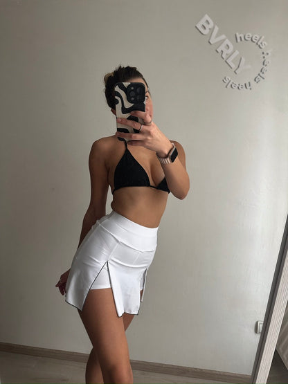 White Skort with Black Stitching