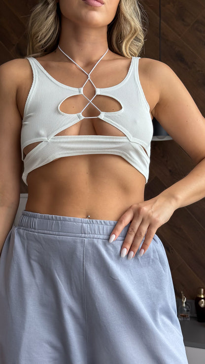 Grey Wide Leg Rave Pants