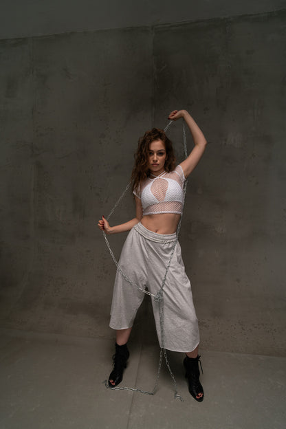 Grey Oversize Hip Hop Shorts