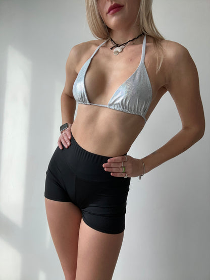 Silver Metallic Bikini Top