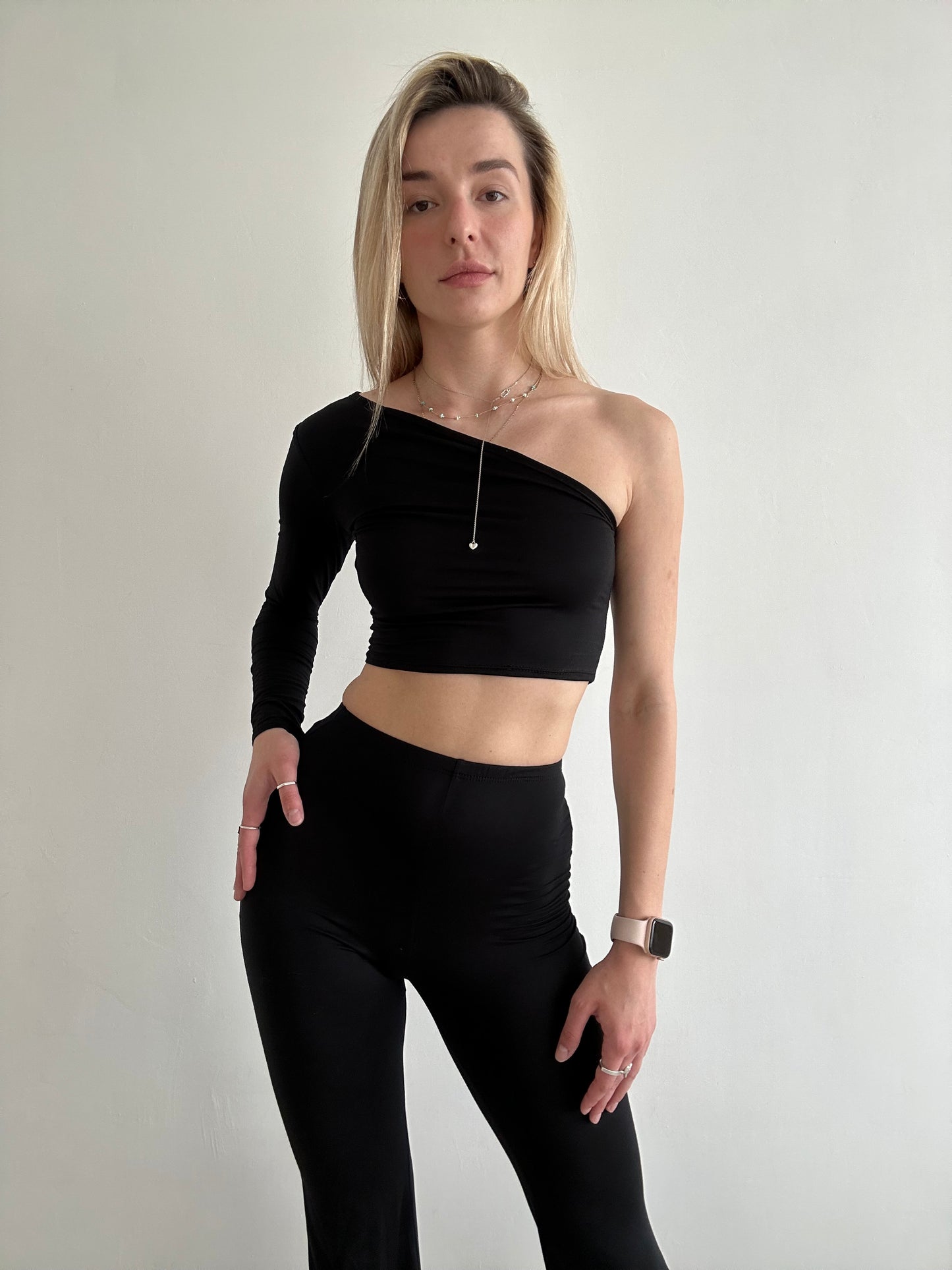 Black Cotton Flared Pants