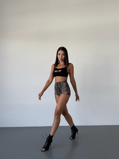 Wild Leopard Mesh Booty Shorts