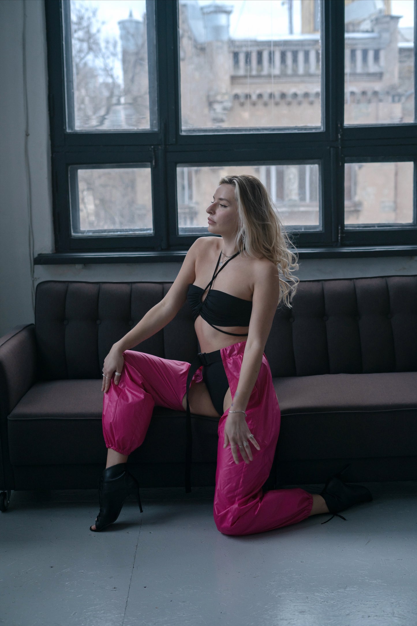 Hot Pink Thigh Cut Out Dance Pants