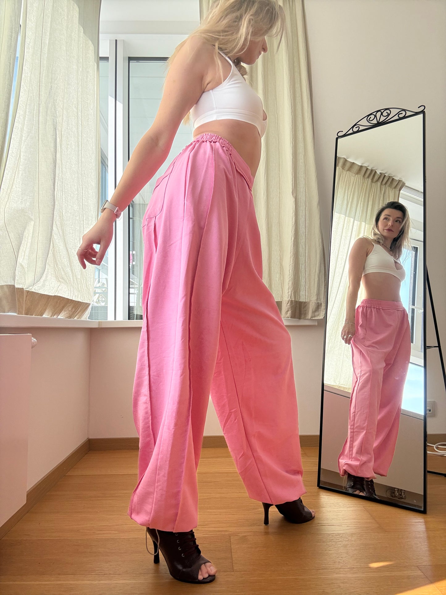 Pink Washed Oversized Dance Pants