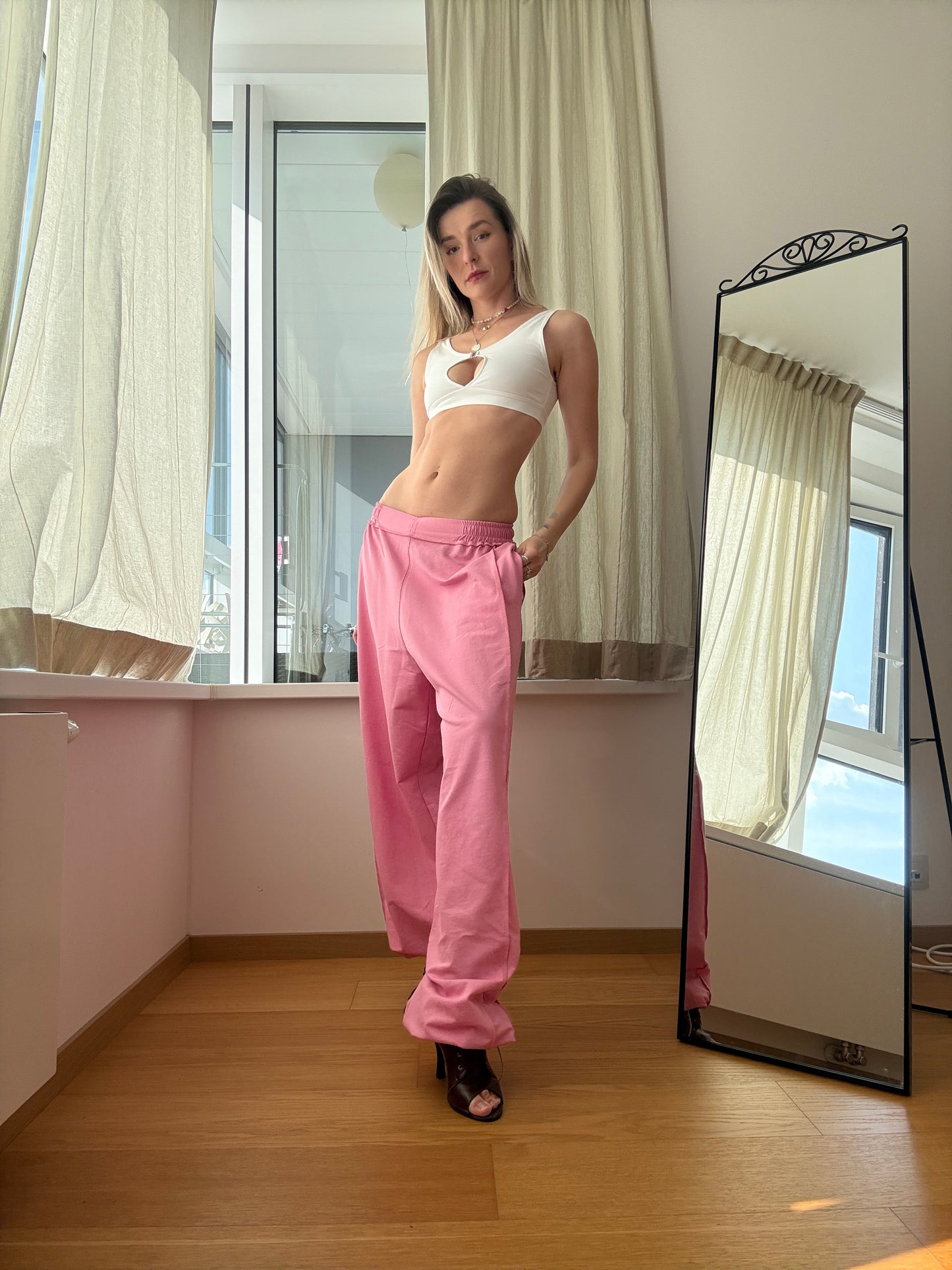 Pink Washed Oversized Dance Pants