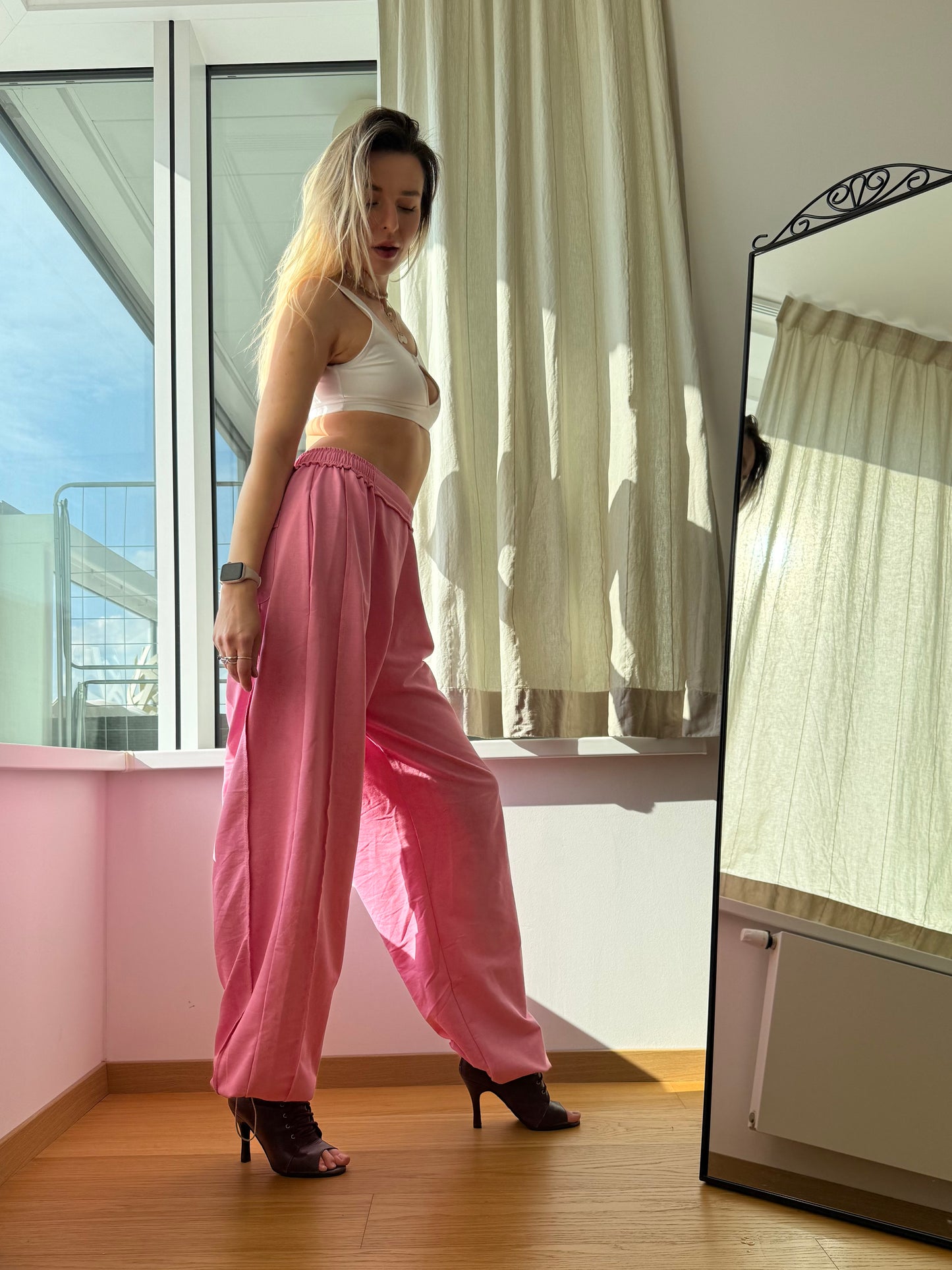 Pink Washed Oversized Dance Pants