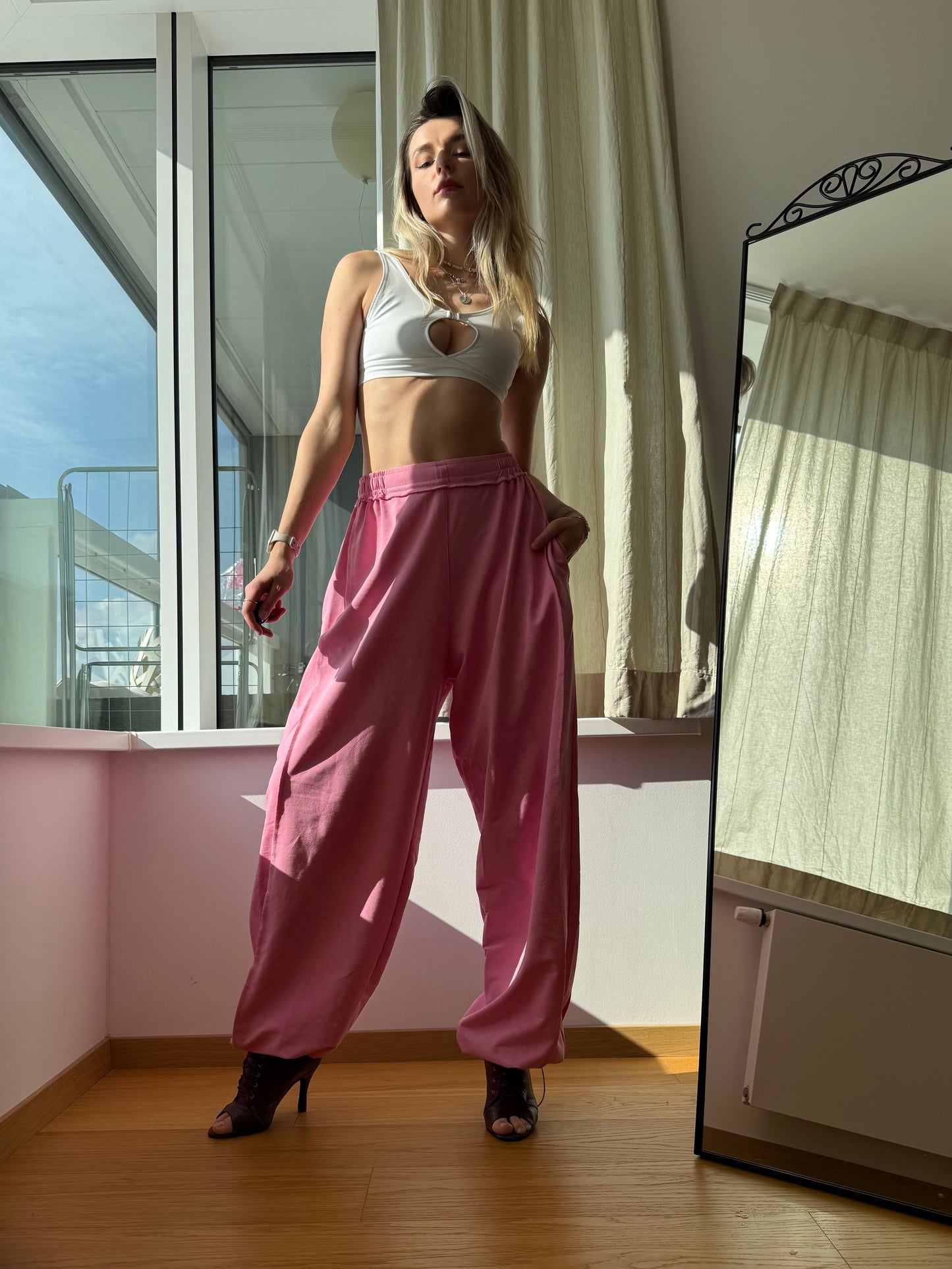 Pink Washed Oversized Dance Pants