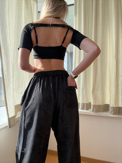 Black Two-Piece Top Set with Shrug