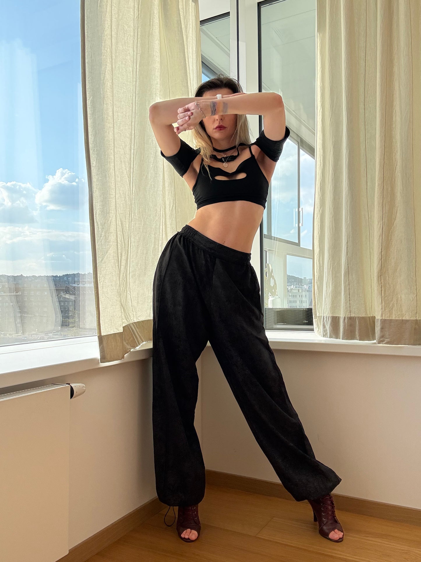 Black Washed Oversized Dance Pants