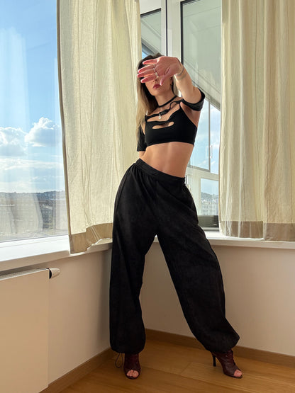 Black Washed Oversized Dance Pants