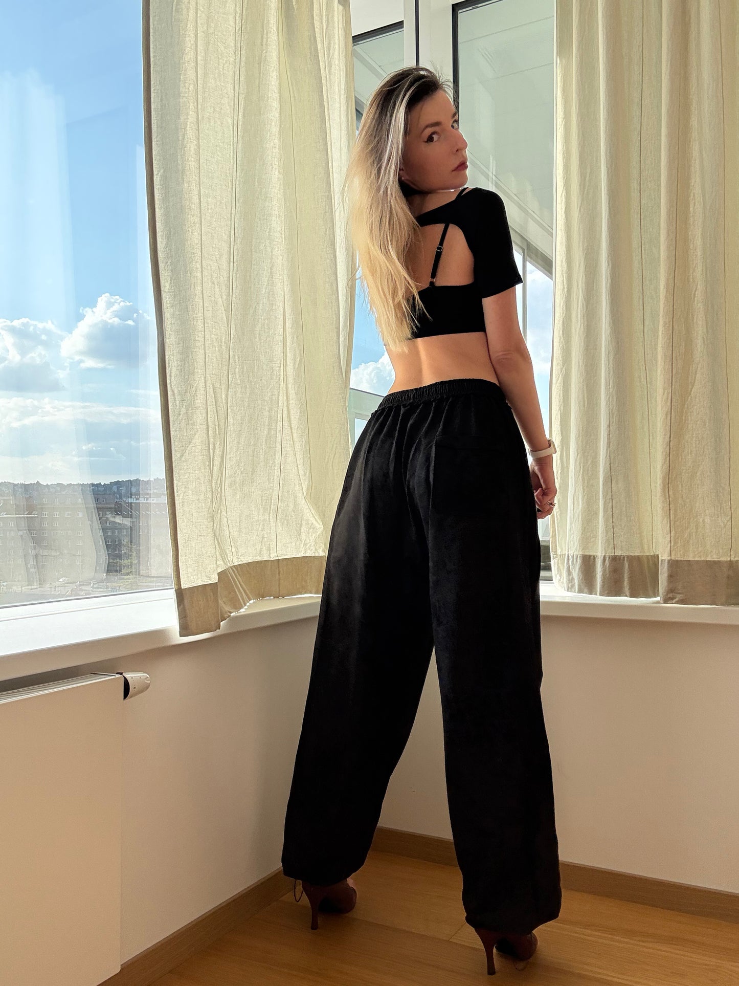 Black Two-Piece Top Set with Shrug