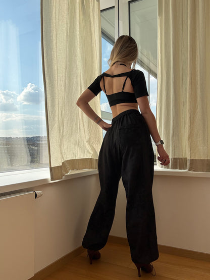 Black Washed Oversized Dance Pants