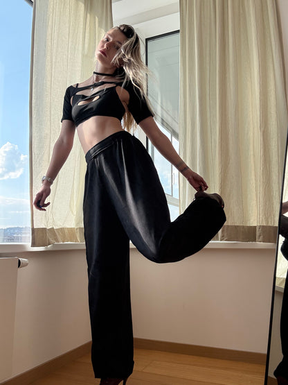 Black Washed Oversized Dance Pants