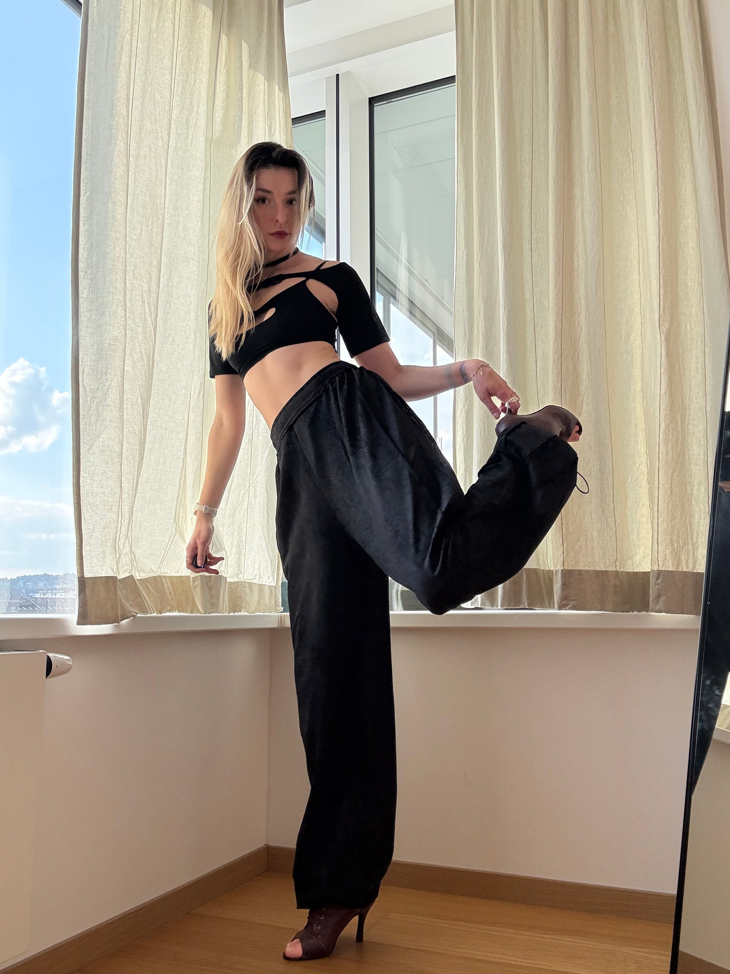Black Washed Oversized Dance Pants