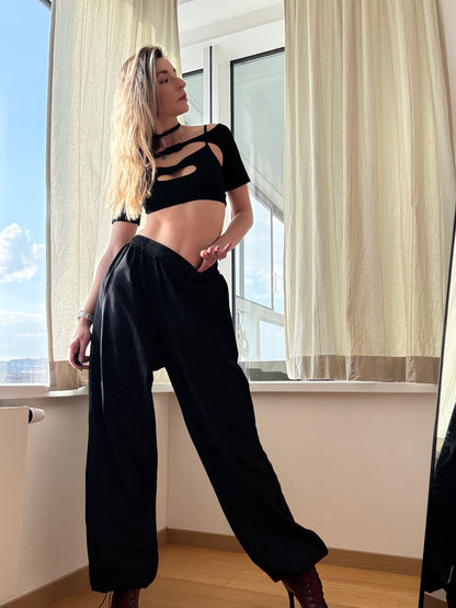 Black Washed Oversized Dance Pants