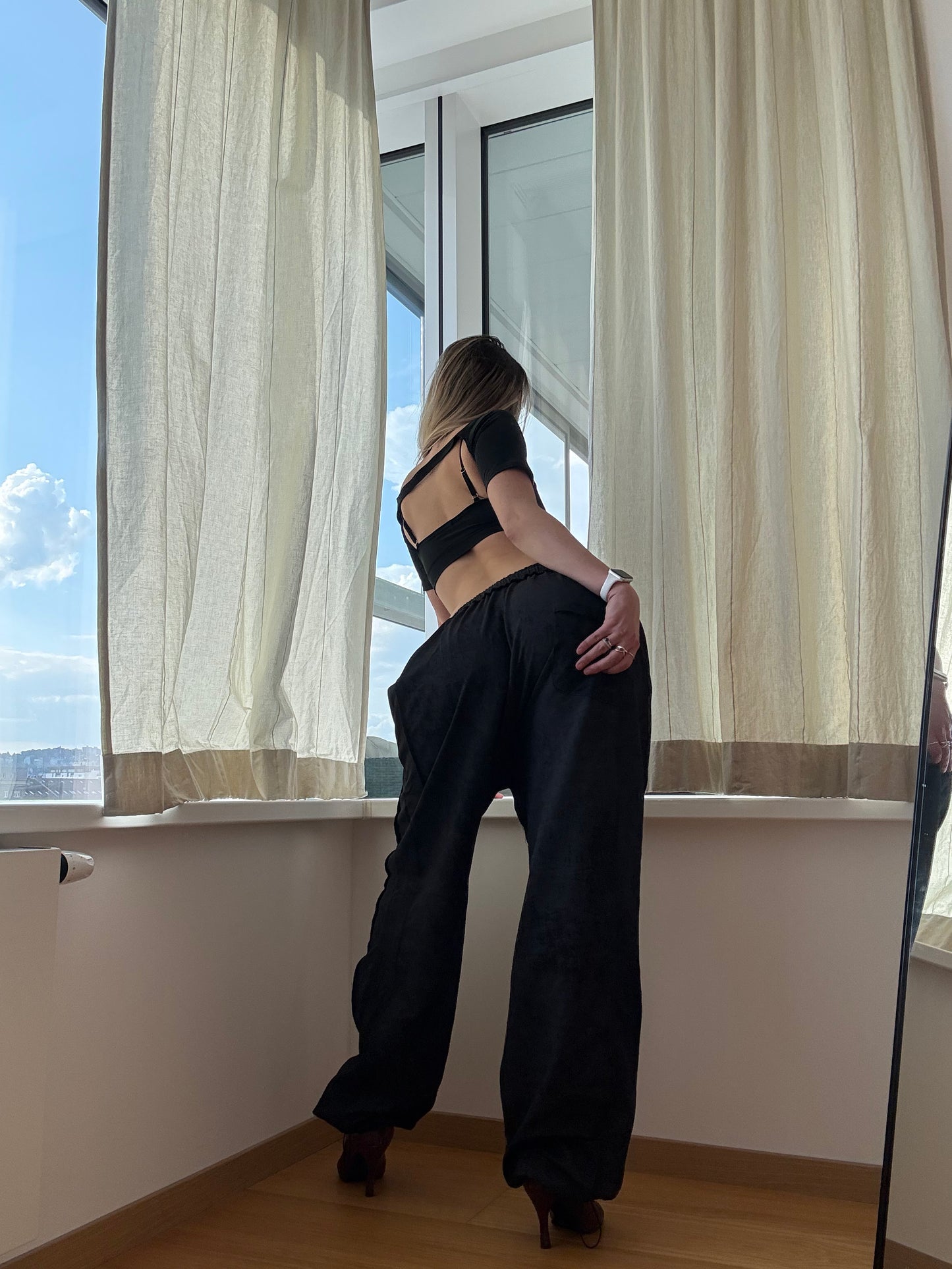 Black Washed Oversized Dance Pants