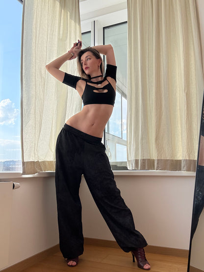 Black Washed Oversized Dance Pants