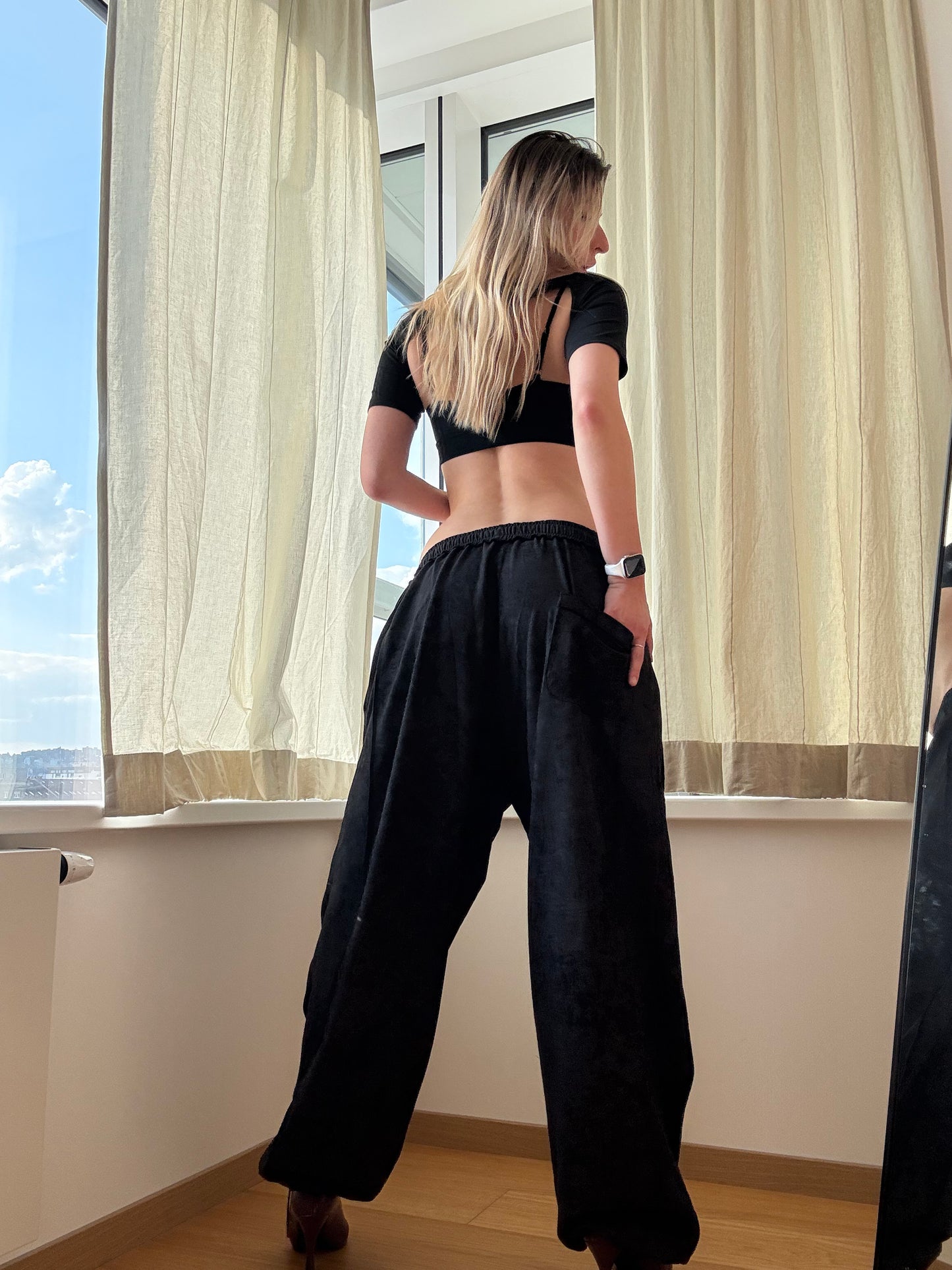 Black Washed Oversized Dance Pants