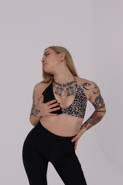 Black Leopard Ring Bralette Top