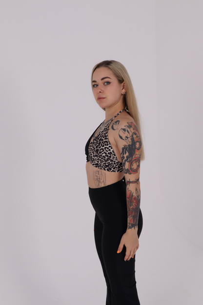 Black Leopard Ring Bralette Top