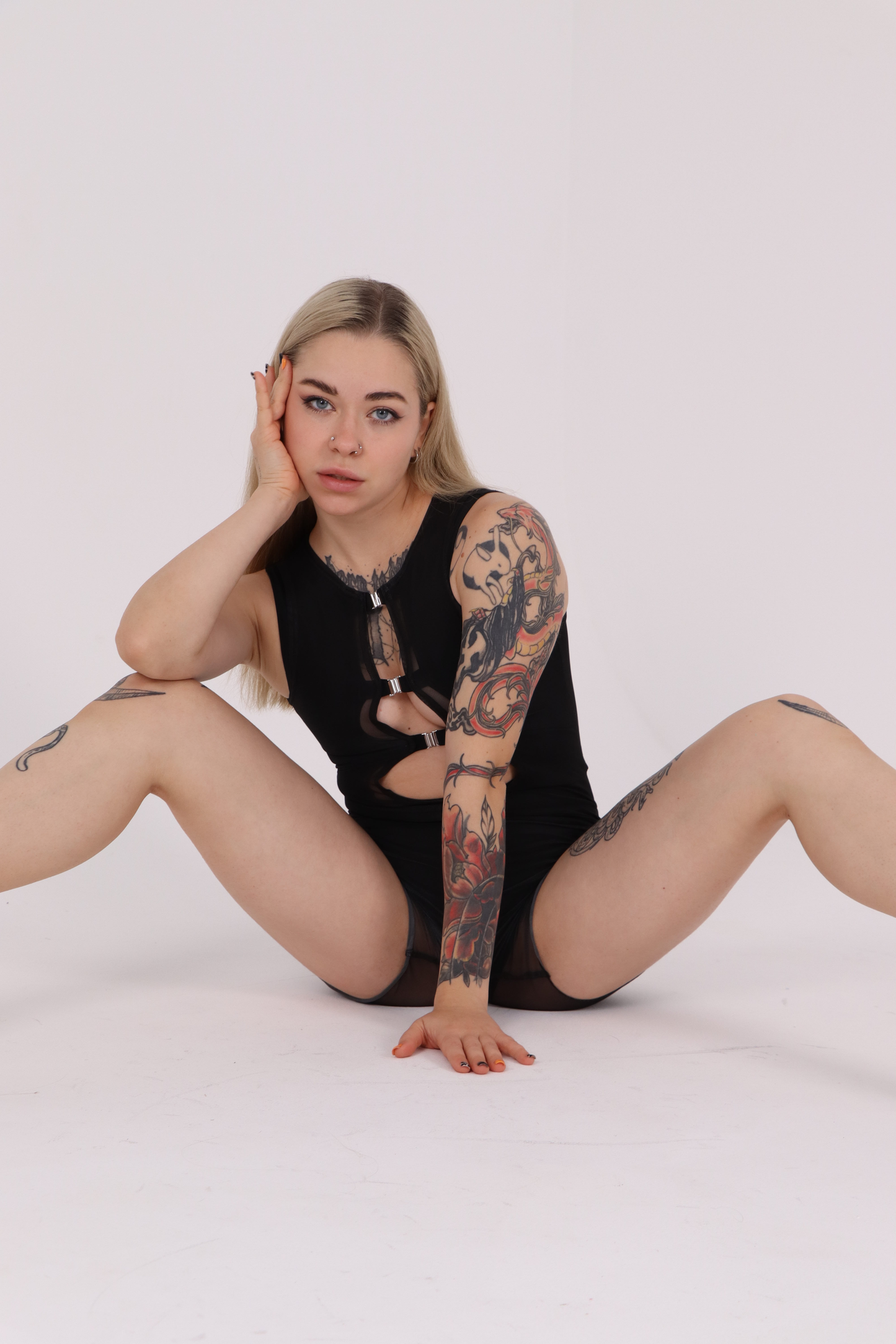 Black Mesh Shorts Overalls