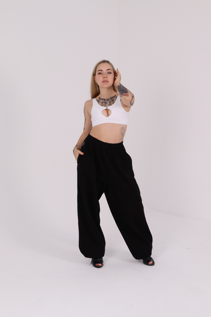 Black Hip Hop Wide Leg Pants