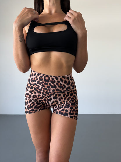 Leopard Ruched Booty Shorts