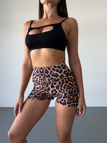 Leopard Ruched Booty Shorts