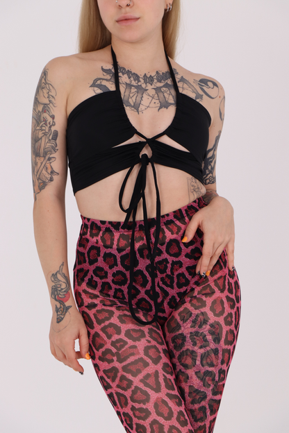 Pink Leopard Mesh Leggings