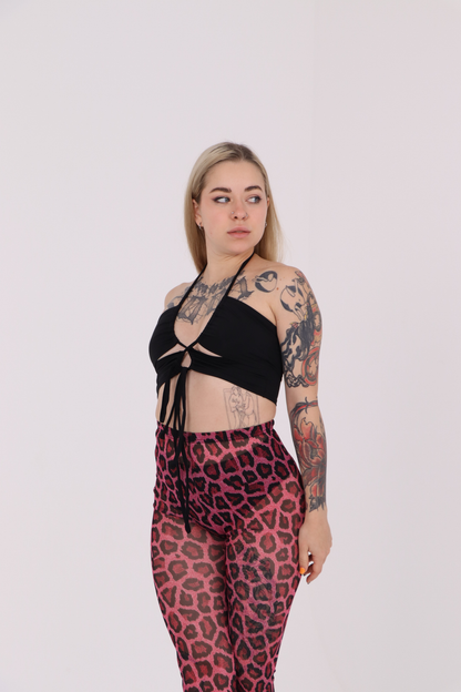 Pink Leopard Mesh Leggings
